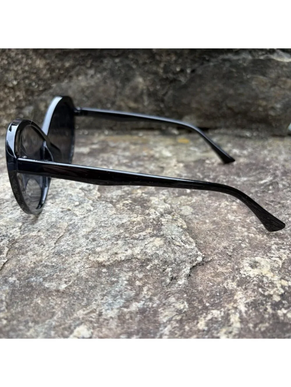 Crossover Bridge Infinity Sunglasses Glossy Black Oversized Butterfly Cat Eye